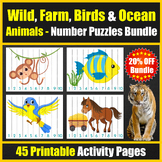 Birds, Zoo, Farm & Ocean Animals Number Order Puzzles - Co