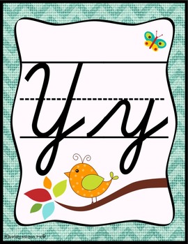 Birds and Burlap Cursive Alphabet Posters by teaching with peace