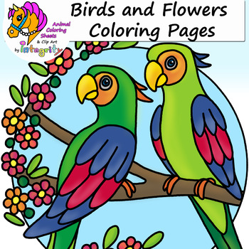coloring pages of birds and flowers