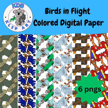 Preview of Birds in Flight Colored Digital Paper for Craft Projects with Commercial Use