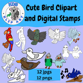 Birds in Flight Cute Cartoon Clipart and Digital Stamps fo