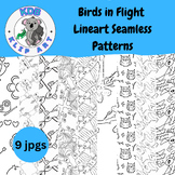 Birds in Flight Lineart Digital Paper for Craft Projects a