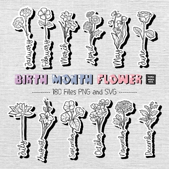 Preview of Birth Month Flower PNG SVG
