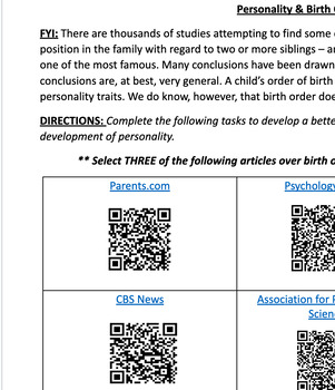 Preview of Birth Order & Personality Development - High School Psychology