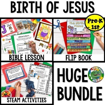 Preview of Birth of Jesus BUNDLE of Bible Story Lesson & Activities for Kids