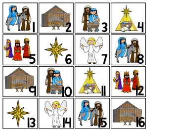 Birth of Jesus Calendar pieces. Preschool-KDG Bible bulletin board.