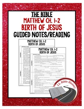 Preview of Birth of Jesus Guided Notes and Reading (Bible Matthew Ch. 1-2)