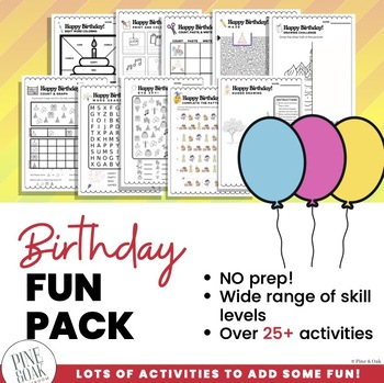 Preview of Birthday Activities Fun Pack - No Prep + 27 Printable Activities!