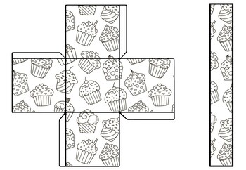 Preview of Birthday, Back To School, End of Year Activity, Cupcakes Gift Box Coloring Pages