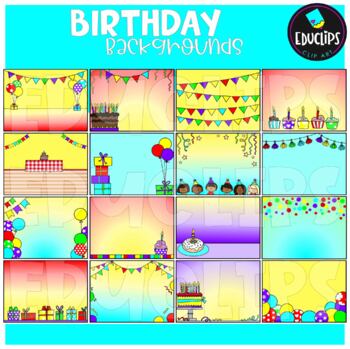 Birthday Backgrounds Clip Art Set {Educlips Clipart} by Educlips