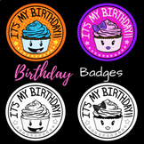 Birthday Badges - Cupcake Theme - Color or Black & White