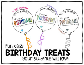 Birthday Balloon Straw Toppers | Birthday gift for students | Editable -  Miss Jacobs Little Learners