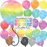Birthday Balloons Clipart Rainbow Watercolor - Birthday Pa