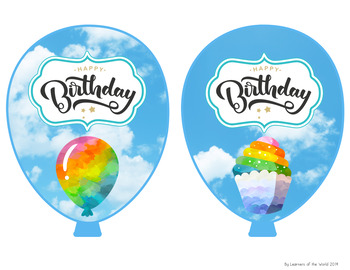 Balloon Party Stickers Birthday Balloon Stickers Rainbow Balloon