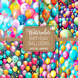 Birthday Balloons - Transparent Watercolor Digital Papers