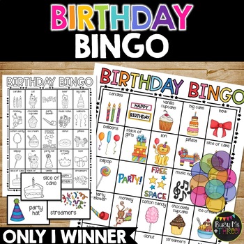 Preview of Birthday Bingo Activity Game | 25 Different Bingo Cards with ONE Winner