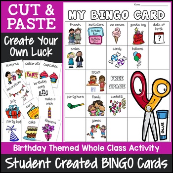 Preview of Birthday Bingo Game | Cut and Paste Activities Bingo Template