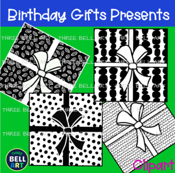 birthday presents clip art black and white