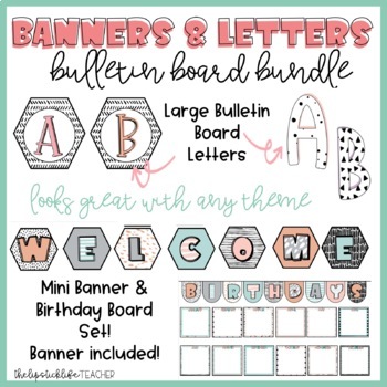 Preview of Birthday Board, Banners and Bulletin Board Letters Back to School Decor