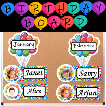 Birthday Board Display - Balloon Theme with Photos