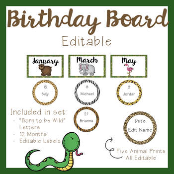 Preview of Birthday Board - Jungle Theme