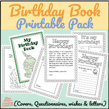 Preview of Birthday Activities - Printable Birthday Book, Worksheets & Questionnaires