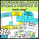 Class Birthday Charts w/ Birthday Crowns, Books, Certifica