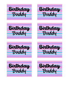 Preview of Birthday Buddy Stuffed Animal Tag - Pastel Chunky Stripe