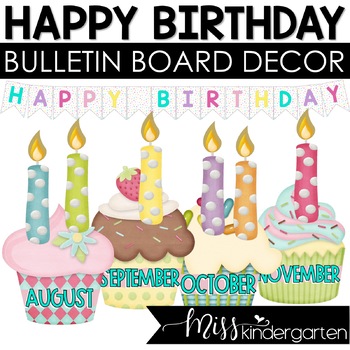 Preview of Birthday Bulletin Board | Cupcake Birthday Display
