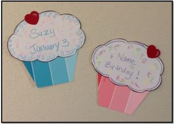 Preview of Birthday Cupcakes Bulletin Board with Paint Chips