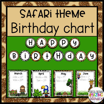 Birthday Bulletin Board Safari Theme by Teresa Tretbar - Amazing Literacy