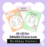 Birthday Bulletin Boards | Editable Templates | Pastel Cla