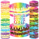 Birthday Cake Clipart Rainbow Watercolor - Birthday Party Clipart