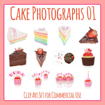 Preview of Birthday Cake Photos / Photograph Junk Food / Sweets Clip Art / Clipart