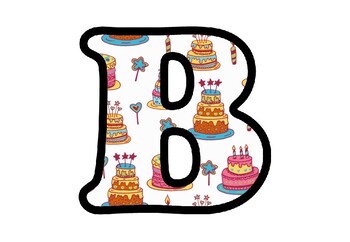 Preview of Birthday, Cake Bulletin Board Letters, Celebration Classroom Decor