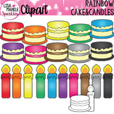 Birthday Cake and Candles Clipart Rainbow