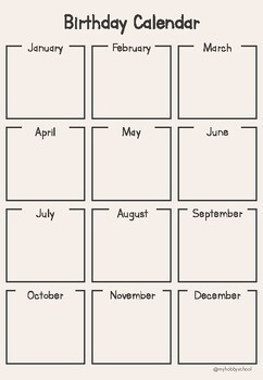 Birthday Calendar by My Hobby School | TPT