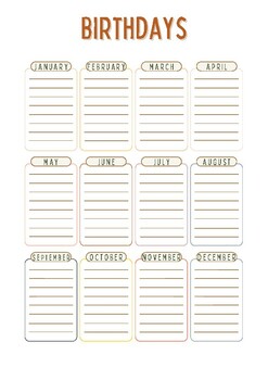 Birthday Calendar Neutral Colors by MichiganStateTeacher | TPT