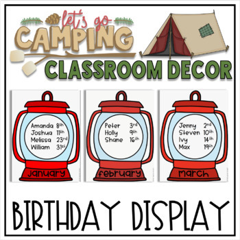 Preview of Birthday Camping Lantern Display Classroom Decor
