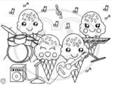 Birthday, Camping, Music Coloring Pages Spanish and English