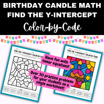 Preview of Birthday Candle Color by Code Math: Finding Y-INTERCEPT from a linear equation