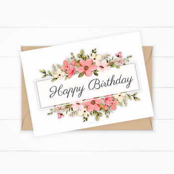 Pink Birthday Printable Card Digital Birthday Card Happy Birthday