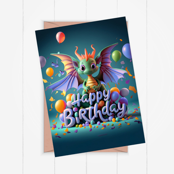 Preview of Birthday Card, Happy Birthday Card Printable, Digital Birthday Card- dragon card