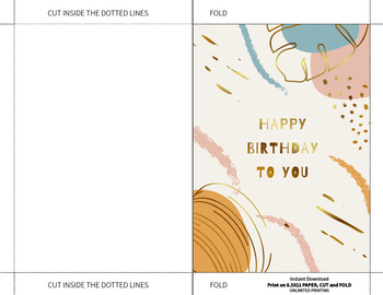 Digital Birthday Card Downloadable Happy Birthday Card Printable