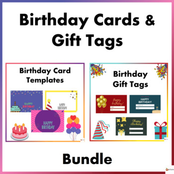 Birthday Card Templates and Gift Tags bundle by A Plus Learning | TpT