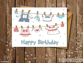 Preview of Birthday Card  - printable file. twins girl birthday - girls friends - birthday