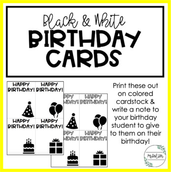 Preview of FREEBIE | Birthday Cards | Print On Colored Paper & Give To Students