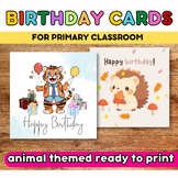 Birthday Cards For Primary Students - Animal themed Cards 