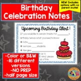 Happy Birthday Celebration Notes | Easy, NO PREP, Printable