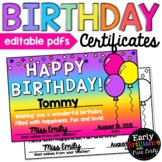 Birthday Certificates ~ Editable PDF